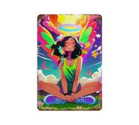ZPAOWUFB Fée souriante fille dans un Meado coloré Décoration murale Art Métal Poster Moderne Bar Décorations 30 x 20 cm