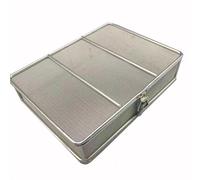 ZPBLWT Panier de Désinfection en Acier Inoxydable avec Couvercle Grillagé, Maille Fine 1mm, Autoclavable et Empilable pour Hôpital, Clinique et Laboratoire