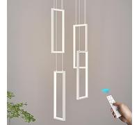 ZPBSJ Moderne Dimmbar Cuisine Pendelleuchte Lumière LED Blancr Pendulum 4 Anneau Rectangulaire Pendant für Esszimmer Chambre Salon Couloir