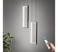 ZPBSJ Moderne Dimmbar Cuisine Pendelleuchte Lumière LED Noir Pendulum 2 Anneau Rectangulaire Pendant für Esszimmer Chambre Salon Couloir