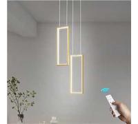ZPBSJ Moderne Dimmbar Cuisine Pendelleuchte Lumière LED Or Pendulum 2 Anneau Rectangulaire Pendant für Esszimmer Chambre Salon Couloir