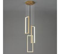 ZPBSJ Moderne Dimmbar Cuisine Pendelleuchte Lumière LED Or Pendulum 3 Anneau Rectangulaire Pendant für Esszimmer Chambre Salon Couloir