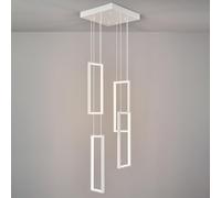 ZPBSJ Moderne Dimmbar Cuisine Pendelleuchte Lumière LED Or Pendulum 4 Anneau Rectangulaire Pendant für Esszimmer Chambre Salon Couloir