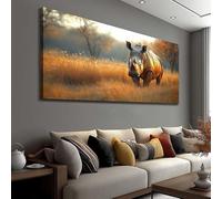 ZPDHBXMV Tableau abstrait minimaliste moderne représentant un rhinocéros noir sur toile, idéal pour le salon, la chambre ou le bureau (50 x 100 cm/sans cadre)