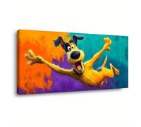 ZPDHBXMV Tableau abstrait moderne représentant un chien joyeux sur toile (60 x 120 cm, sans cadre) pour salle de bain ou bureau