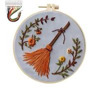 ZPECIAL Embroidery Kit Halloween, Gothic Halloween Embroidery Kit, Embroidery Kit for Beginners, Halloween Embroidery Patterns Fall Cross Stitch Kits Crafts with Embroidery Hoop Thread Needle(A)