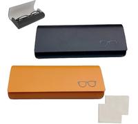 Zpeiran Étuis à Lunettes,2 PCS Étui à Lunettes Rigide en Cuir PU,Coffret de Protection Portable Comprenant un Chiffon en Microfibre,Pour Lunettes de Soleil et Lunettes de Lecture