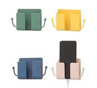 Zpeiran Support Mural Adhésif 3M pour Téléphone Portable et Chargeur 4 Pièces Porte-Téléphone Universel sans Percer pour Mur de Douche, Lit, Cuisine, Bureau -Support avec Crochet pour Télécommande