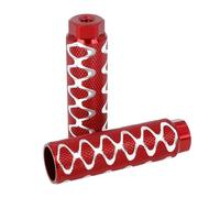 Zpengtai Calle Pied pour BMX Repose-Pieds Ronds à Rayures ondulées, 1 Paire, Repose-Pieds de vélo, pédale en Alliage d'aluminium antidérapant, Accessoires 3/8 Pouces(Red)