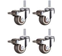 Zpengtai roulettes pour Meubles Lot de 4 roulettes filetées for chaises de Bureau, roulettes for Meubles Lourds, roulettes rotatives for Chariots, lit, Armoire, Table deplace(4pcs Wheels Brake,1inch)