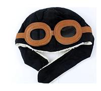 ZPFDSG Chapkas Homme Enfant Pilote Chapeaux aviateur Chapeau Cache-Oreilles Bonnets Enfants Automne Hiver Chaud oreillette Oreille Protection Casquette Enfant fête Cadeau(Black)