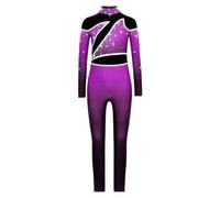 ZPFDSG Justaucorps De Gymnastique Fille Girls Long Sleeve Rhythmic Gymnastics Jumpsuit Ballerina Ballet Dance Leoatrds Ice Roller Skating Bodysuit Children's Dancewear(Purple,6)