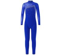 ZPFDSG Justaucorps De Gymnastique Fille Rhythmic Gymnastics Suit Full Body Girls Long Sleeve Rhinestone Bodysuit Artistic Jersey Performance Costumes(Blue,8)