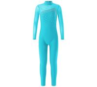 ZPFDSG Justaucorps De Gymnastique Fille Rhythmic Gymnastics Suit Full Body Girls Long Sleeve Rhinestone Bodysuit Artistic Jersey Performance Costumes(Blue2,14)