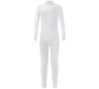 ZPFDSG Justaucorps De Gymnastique Fille Rhythmic Gymnastics Suit Full Body Girls Long Sleeve Rhinestone Bodysuit Artistic Jersey Performance Costumes(White,14)