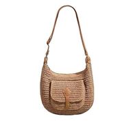 ZPFDSG Sac en Paille Femme Sac bandoulière en paille tissée grande capacité for femme, sacoche hobo en forme de boulette de selle, idéal for les vacances, les voyages et le shopping.(Khaki)