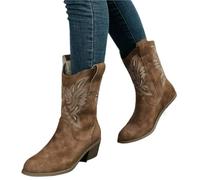 ZPFDSG Santiag Femme Bottes for femmes, chaussures décontractées à la mode for femmes, talons hauts, style étrange, bout pointu, bottes de couleur unie(Brown,42)