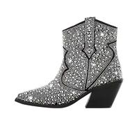 ZPFDSG Santiag Femme Bottines à talons épais for femmes, confortables, tendance, grande taille, style cowgirl western(Color1,14)