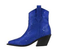 ZPFDSG Santiag Femme Bottines à talons épais for femmes, confortables, tendance, grande taille, style cowgirl western(Color3,14)