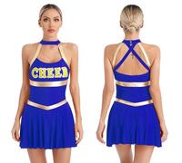 ZPFDSG Uniforme de Pompom Girl Fille Uniforme de pom-pom girl for femmes, costume, tenue cosplay carnaval d'écolière, robe Call of the Night(Blue,S)