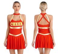 ZPFDSG Uniforme de Pompom Girl Fille Uniforme de pom-pom girl for femmes, costume, tenue cosplay carnaval d'écolière, robe Call of the Night(Red,L)