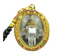 ZPGVWXKO Amulette Pendentif Bouddha Thaï Élément Collier Décoratif Charme Traditionnel Adapté à Cadeau Port Quotidien Fête Décoration Intérieure, Éléphant d'argent