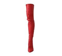 ZPGVWXKO Bottes Cuissardes D'hiver avec Fermeture éclair, pour Activités de Plein Air, Bottes Hautes pour Mariages, Rouge, 41