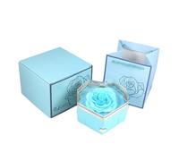 ZPGVWXKO Coffret à Bijoux, Boîte de Rangement pour Bagues, Boucles d'oreilles et Colliers, Portable, d'une Rose en Savon, Coffret Cadeau pour, Bleu