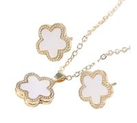 ZPGVWXKO Collier et Boucles d'oreilles Fleuris, Bijoux Tendance et Simples, Longue Chaîne Idéale pour Un Cadeau d'anniversaire, Une Fête Ou Une Décorat