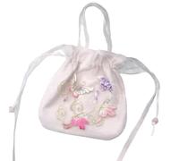 ZPGVWXKO Embroidery Handbag Sac Broderie Chinoise Pochette à Cordon Sac Bandoulière Bourse Velours Brillant avec Perles Gaze Anse et Sangle Polyvalente Adapté, Papillon B-fly Rose Brodé Org