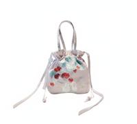 ZPGVWXKO Embroidery Handbag Sac Broderie Chinoise Pochette à Cordon Sac Bandoulière Bourse Velours Brillant avec Perles Gaze Anse et Sangle Polyvalente Adapté, Emb Fraise