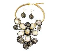 ZPGVWXKO Ensemble Collier et Boucles d'oreilles, Fait Main, Style Médiéval, Ras-de-Cou et Boucles d'oreilles pour Bal