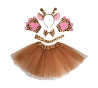 ZPGVWXKO Ensemble de Costume de Girafe, Accessoires de Déguisement Mignons pour Les Fêtes à Thème Du Nouvel An, Brun