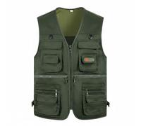 ZPGVWXKO Gilet Multi Poches Homme Gilet sans Manches Gilet Cargo Veste Utilitaire Polyester Infroissable avec Nombreuses Poches et Mobilité Libre Adapté à la, Vert Armée, 4XL