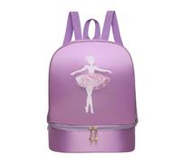 ZPGVWXKO Sac de Ballet Enfant Fille Sac à Dos Danse Rangements Fonctionnels Compartiment Spécial Chaussures Sangles Réglables Protection Imperméable pour École, Violet, Standard