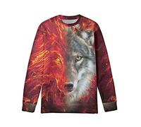 ZPINXIGN Adolescents Filles Garçons Enfants Pulls Confortables à Manches Longues S-XL, 1 loup de feu, 14-16 ans