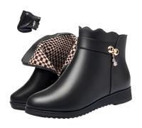 ZPLMIDE Bottes orthopédiques en cuir véritable pour femme - Chaudes et antidérapantes - Doublure en fourrure - Imperméables, Noir fin., 35.5 EU