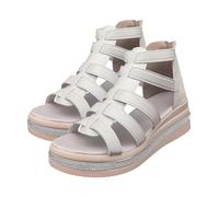 ZPLMIDE Sandales compensées avec strass pour femme, sandales d'été 2024 en cuir souple à bout ouvert avec fermeture éclair, beige, 39 EU