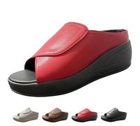 ZPLMIDE Sandales compensées en cuir orthopédique à bout ouvert pour femme | Mules orthopédiques confortables avec semelle compensée, chaussures de marche décontractées d'été antidérapantes