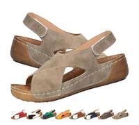 ZPLMIDE Sandales orthopédiques à talon incliné ultra confortables pour femme, sandales orthopédiques à plateforme compensée d'été 2024 avec soutien de la voûte plantaire, kaki, 39 EU