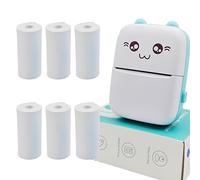 Zplumestarxx Mini imprimante portable à 6 rouleaux de papier autocollant pour imprimante d'autocollants pour photos, photos compatible avec Android et iOS sans fil et Bluetooth - Bleu