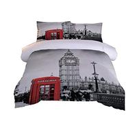 ZPOEQW Parure De Lit 200X200 Garçon 3D Big Ben, Londres Imprimé Housse De Couette 2 Personnes avec 2 Taies D'Oreillers, Ensemble De Literie en Microfibre 3 Pièces avec Fermeture Éclair