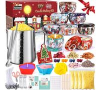 ZPQAODI Kit de Fabrication de Bougies de Cire Bricolage, Noël Coffret Cadeau DIY Bricolage, Kit Parfumées DIY Bougies avec Cire d'abeille Naturelle, 8 les boîtes à Bougies Pot de Fabrication