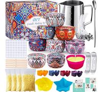 ZPQAODI Kit de Fabrication de Bougies, DIY Kit Bougie pour des Débutants, Coffret Cadeau DIY, Cire de soja,550ml tasse,8 les boîtes à Bougies,50 mèches de Bougie,Pot de Fabrication, 56 Autocollants