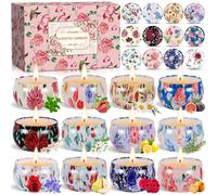 ZPQAODI Lot De 12 Bougies Parfumées, Coffret Cadeau Pour Femme, Aromathérapie Pour La Maison, Cire De Soja En Pot, Idéal Pour Anniversaire