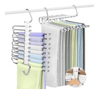 ZPQAODI Lot de 2 cintres Pliables, en Acier Inoxydable, antidérapants, pour Pantalons, vêtements, pour Pantalons (Banc Gris)