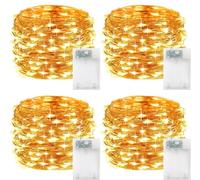 ZPQAODI Lot de 4 guirlandes lumineuses LED à piles, 5 m, 50 LED, guirlande lumineuse en fil de cuivre, guirlande lumineuse de Noël, guirlande lumineuse DIY pour l'extérieur, l'intérieur et
