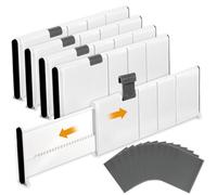 ZPQAODI Lot de 4 Séparateurs de Tiroirs en Plastique, 28-40cm Organisateurs de Tiroirs Ajustables pour Vêtements,Organisation et Rangement Avec 12 Inserts Pour Bureau,Cuisine,Bain,Chambre