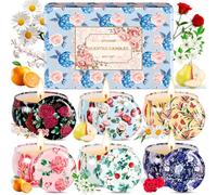 ZPQAODI Lot De 6 Bougies Parfumées Pour Femme,Coffret Cadeau de Bougies parfumées pour Femme, Aromathérapie Pour La Maison, Bougies Parfumées En Pot En Cire De Soja, Cadeau Femme,Anniversaire Cadeau