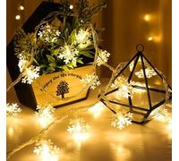 ZPQAODI Lumières de Flocon de Neige 10M 80LED Guirlande lumineuse LED Guirlandes lumineuses flocon de neige de Noël de Neige à Piles Fairy Lights Décoration Lumières Blanches Chaudes